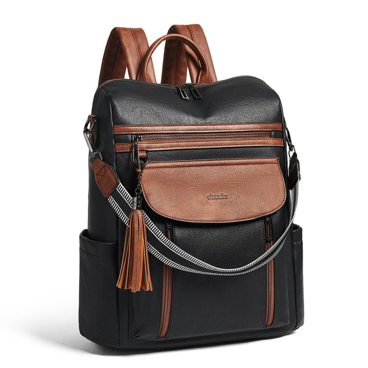 Shrrie Laptop-Rucksack für Damen, 15,6 Zoll Reise-Rucksack aus Leder, Handgepäck-Rucksack Computerta