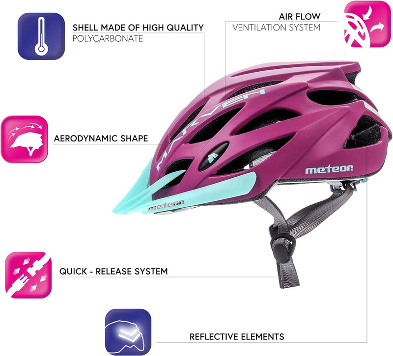 meteor® Marven Fahrradhelm Herren Damen Kinder-Helm MTB rollerhelm mädchen kinderfahrradhelm für Dow