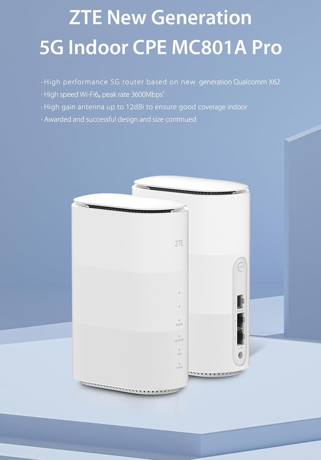 ZTE MC801A Pro SDX62 AX3600 WiFi 6 Indoor 5G CPE Router