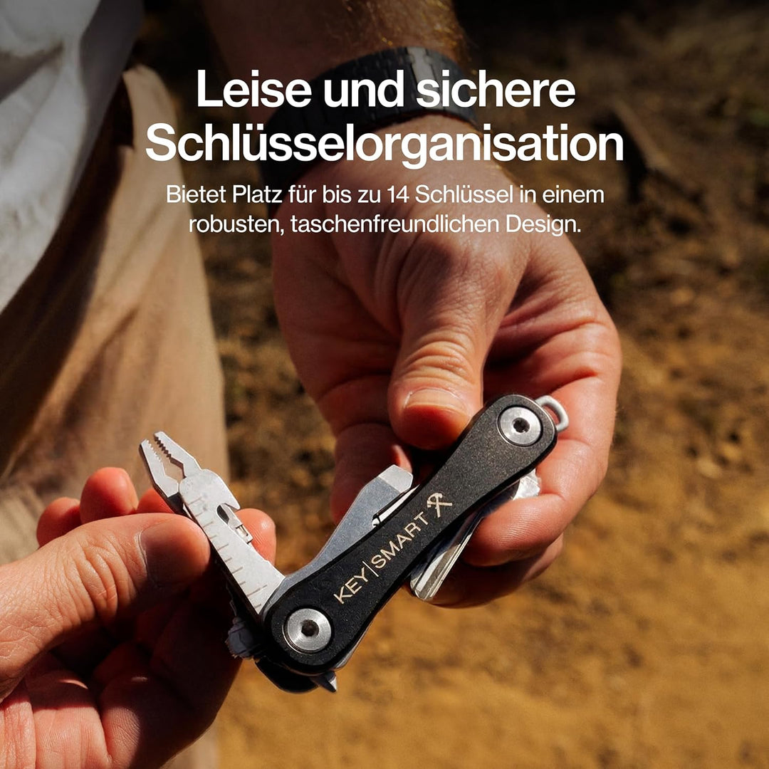 KeySmart Rugged - Multi-Tool Schlüsselhalter mit dem Flaschenöffner und Taschen Clip (bis zu 14 Schl