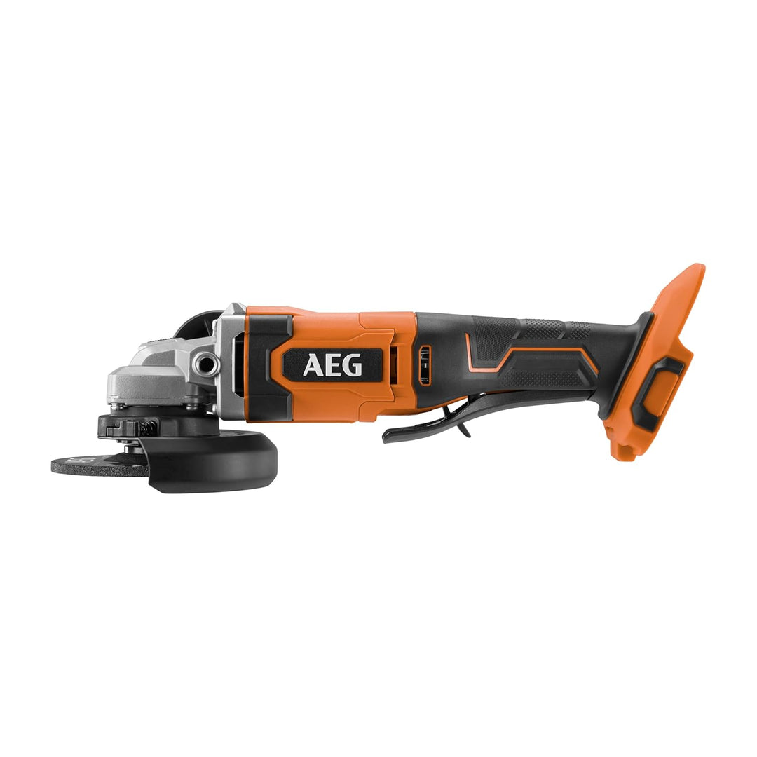 AEG - 125 mm Akku-Winkelschleifer 18 Volt, 9200 U/min mit 2 Pro Lithium-Akkus 4,0 Ah, Ladegerät und
