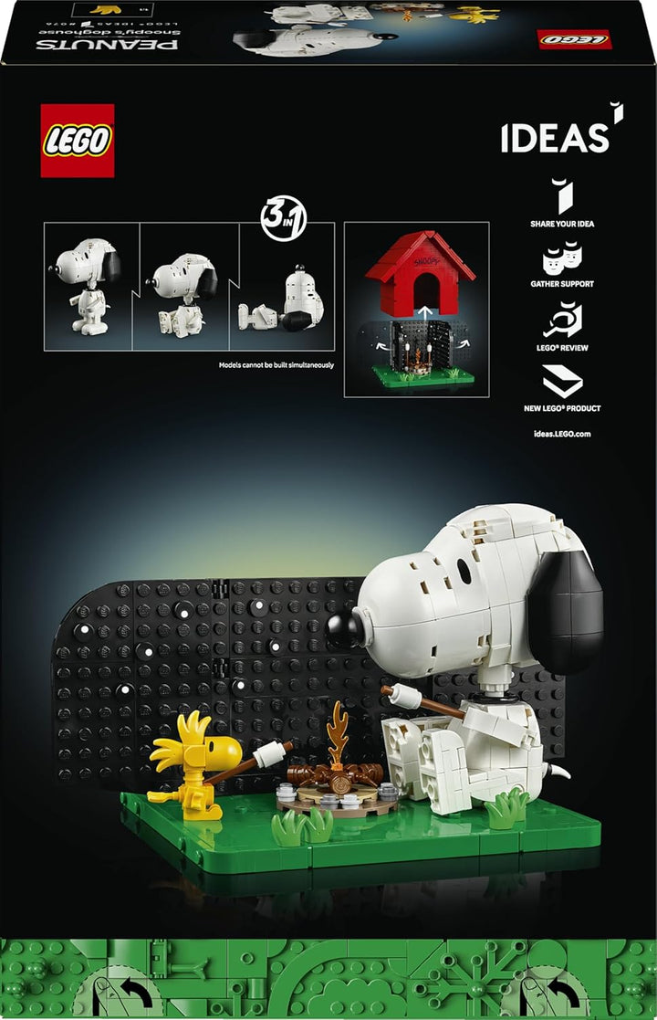 LEGO Ideas Peanuts: Snoopys Hundehütte - Modellbau für Erwachsene Snoopy und Woodstock Figuren - DIY