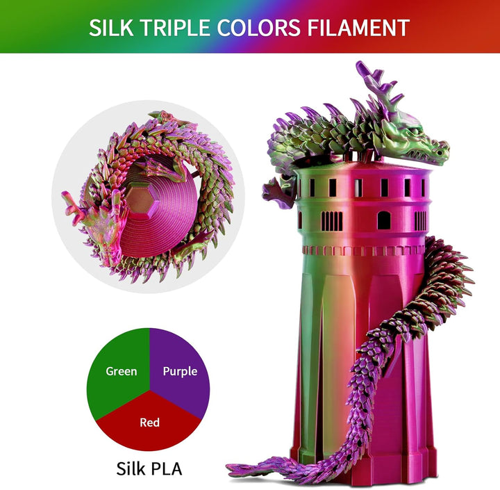 ERYONE Dreifarbiges Seiden PLA Filament 1.75mm,Seidiges Mehrfarbiges PLA-Filament für 3D-Drucker +/-
