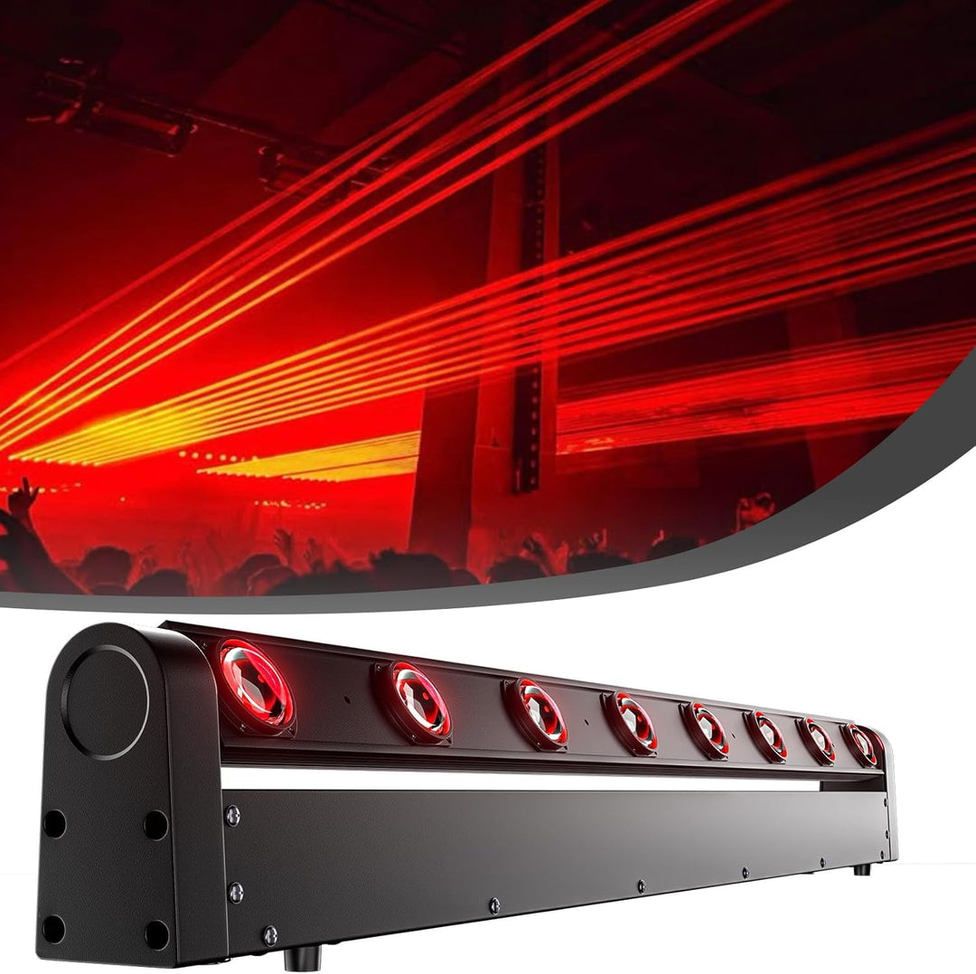 SHEHDS Moving Head Licht Bar LED 8x12W RGBW 4IN1 Strahl- und Blitz-Effekt 8° Linsenwinkel Bühnenlich