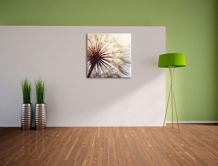 Pixxprint Schöne Pusteblume als Leinwandbild/Grösse: 70x70 cm/Wandbild/Kunstdruck/fertig bespannt, 7