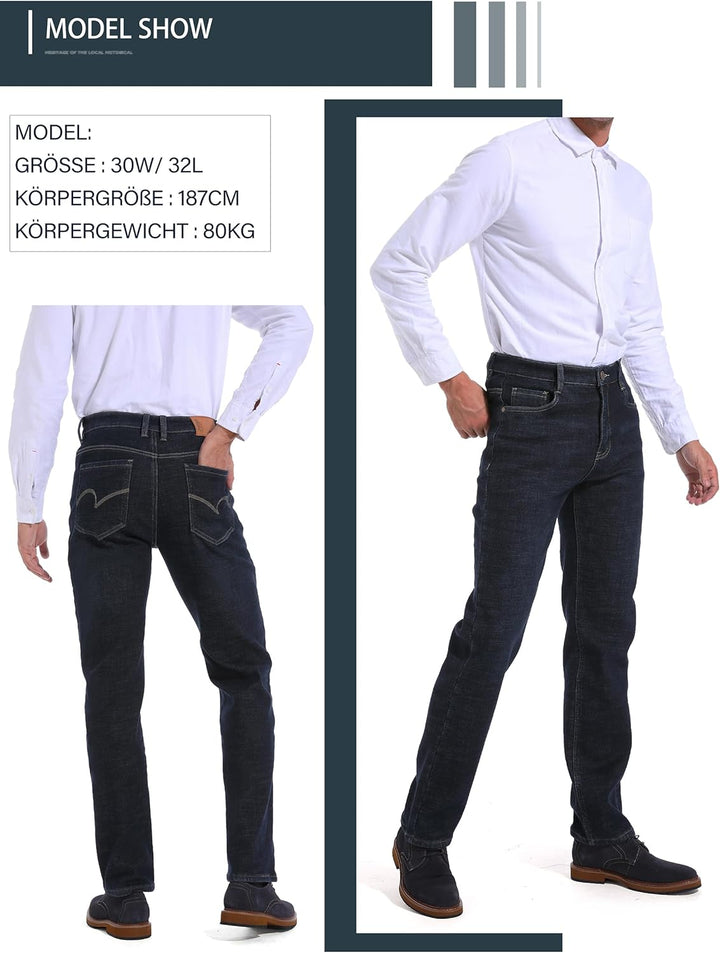 Thermojeans Herren Thermohose Schneehose gefütterte Winterhose Winterjeans mit Fleece gefüttert Hose