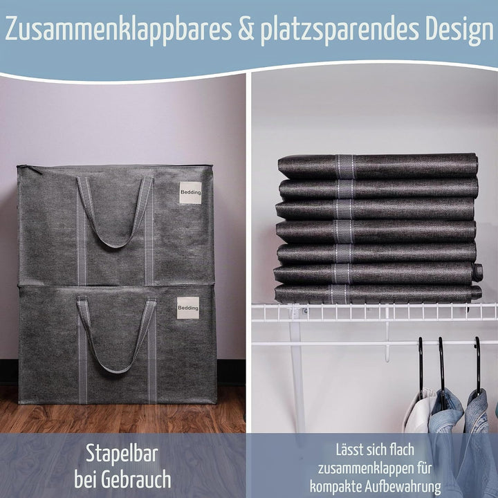 VENO 102 Liter Grosse Aufbewahrungstasche, Aufbewahrungsbox mit Deckel, Starke Griffe Umzugstaschen