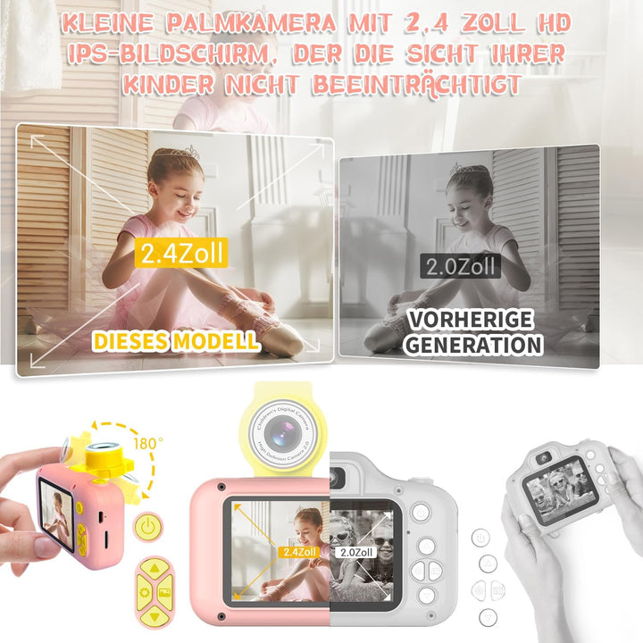 ARNSSIEN Digitalkamera für Kinder Kamera,2,4" IPS Kinderkamera mit 180°Flip | 1080P videokamera &amp; Se