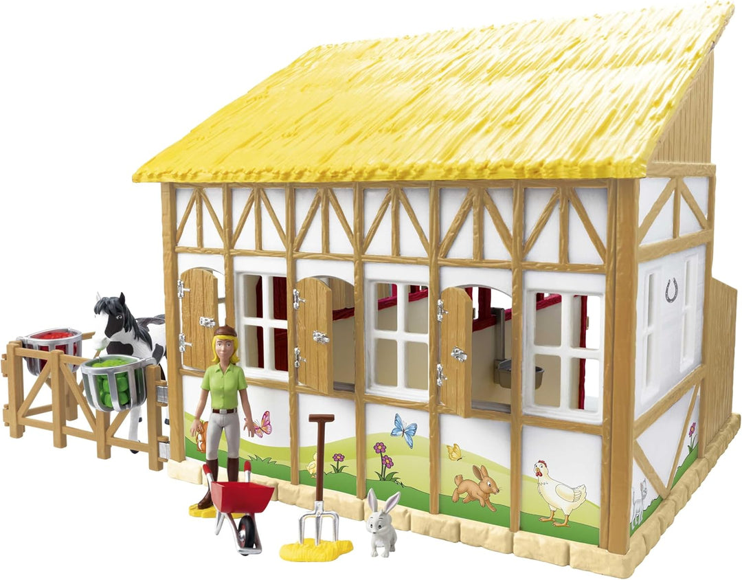 CRAZE Bibi und Tina Spielzeug Pferdestall Set Martinshof Spielset mit Pferden Spielfiguren und Pferd