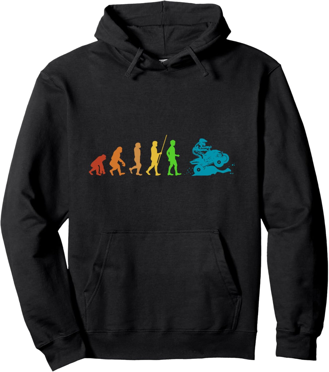 Retro Quad Evolutions Design, Mann mit Quadbike, Vintage Pullover Hoodie