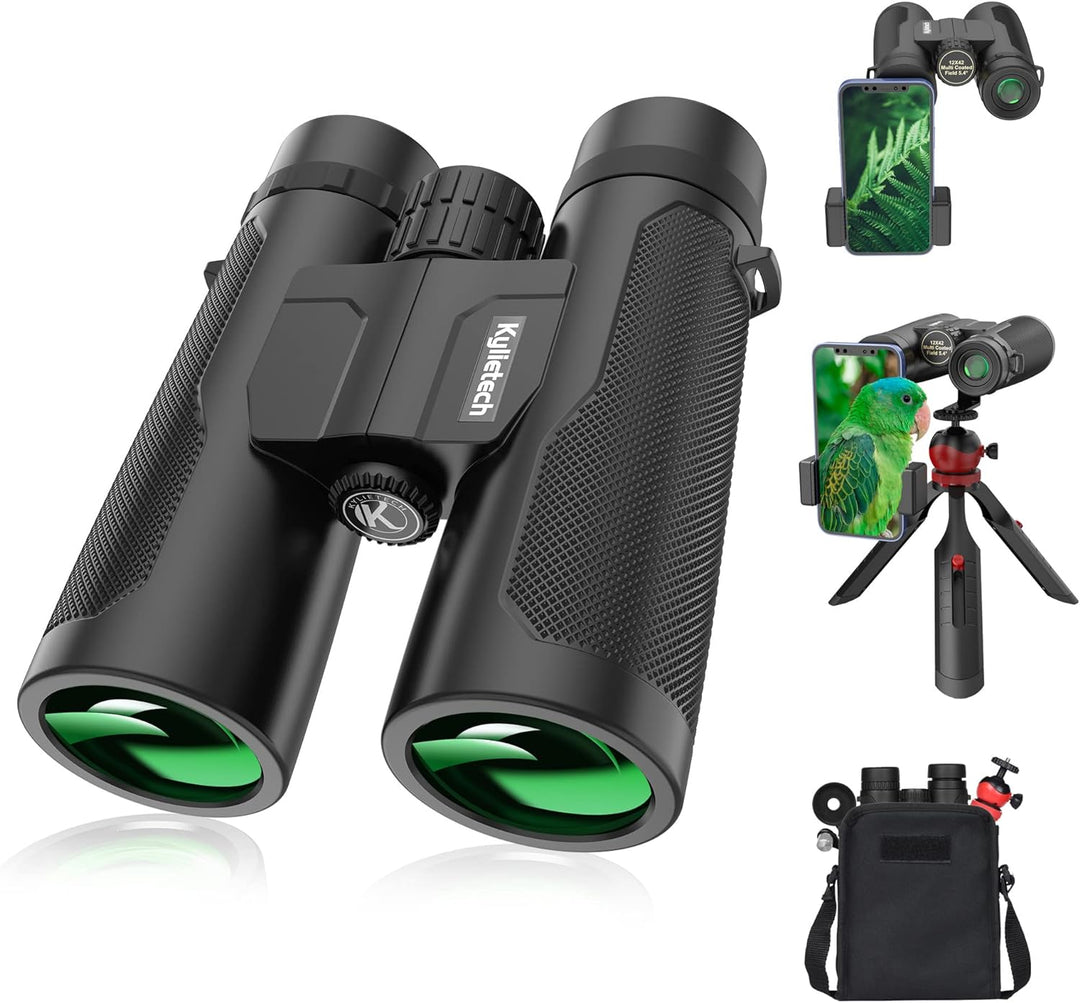 Fernglas Kylietech 12X 42 für Erwachsene, Wasserdicht Hochleistungs Ferngläser mit Tragegurt, Traget