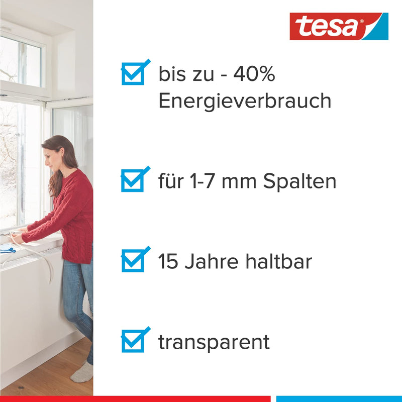 tesa moll P-Profile & moll Fensterdichtung Premium Flexible - Selbstklebende Silikondichtung zum Iso