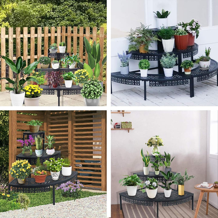 3 Stufen Metall Blumentreppe, Pflanzentreppe Blumenbank, Pflanzenregal Blumenregal, Pflanzenständer