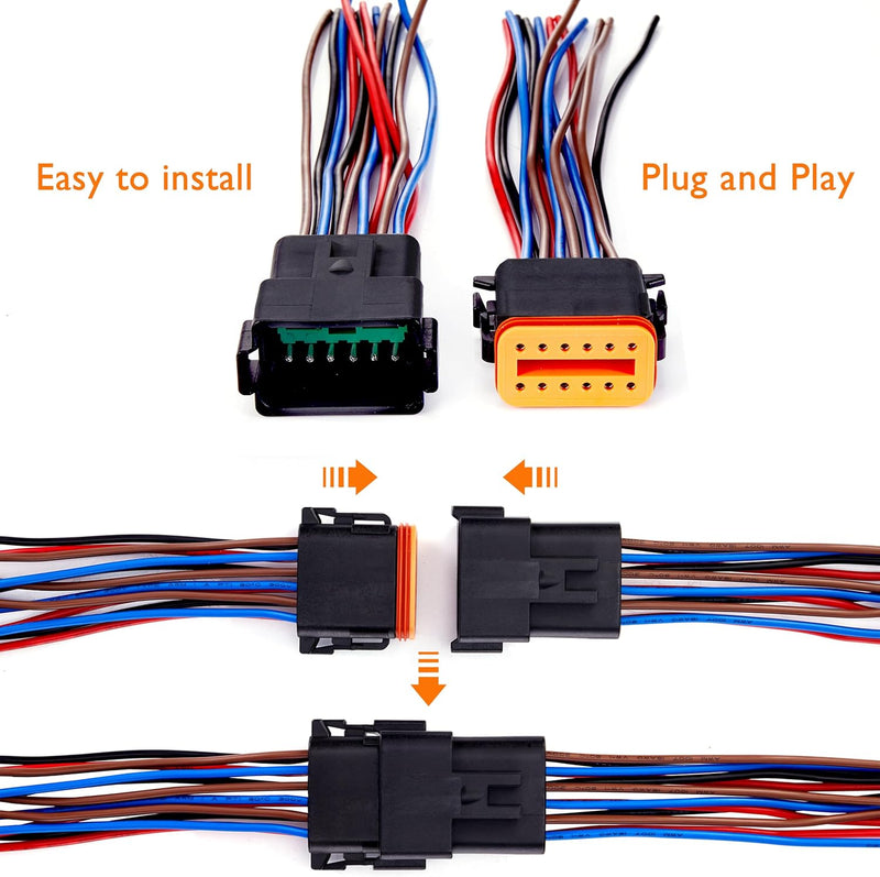 WOODGUILIN 12 Pin Deutsch DT Stecker 12 Weg wasserdicht DT Automotive Elektrische Stecker männlich w