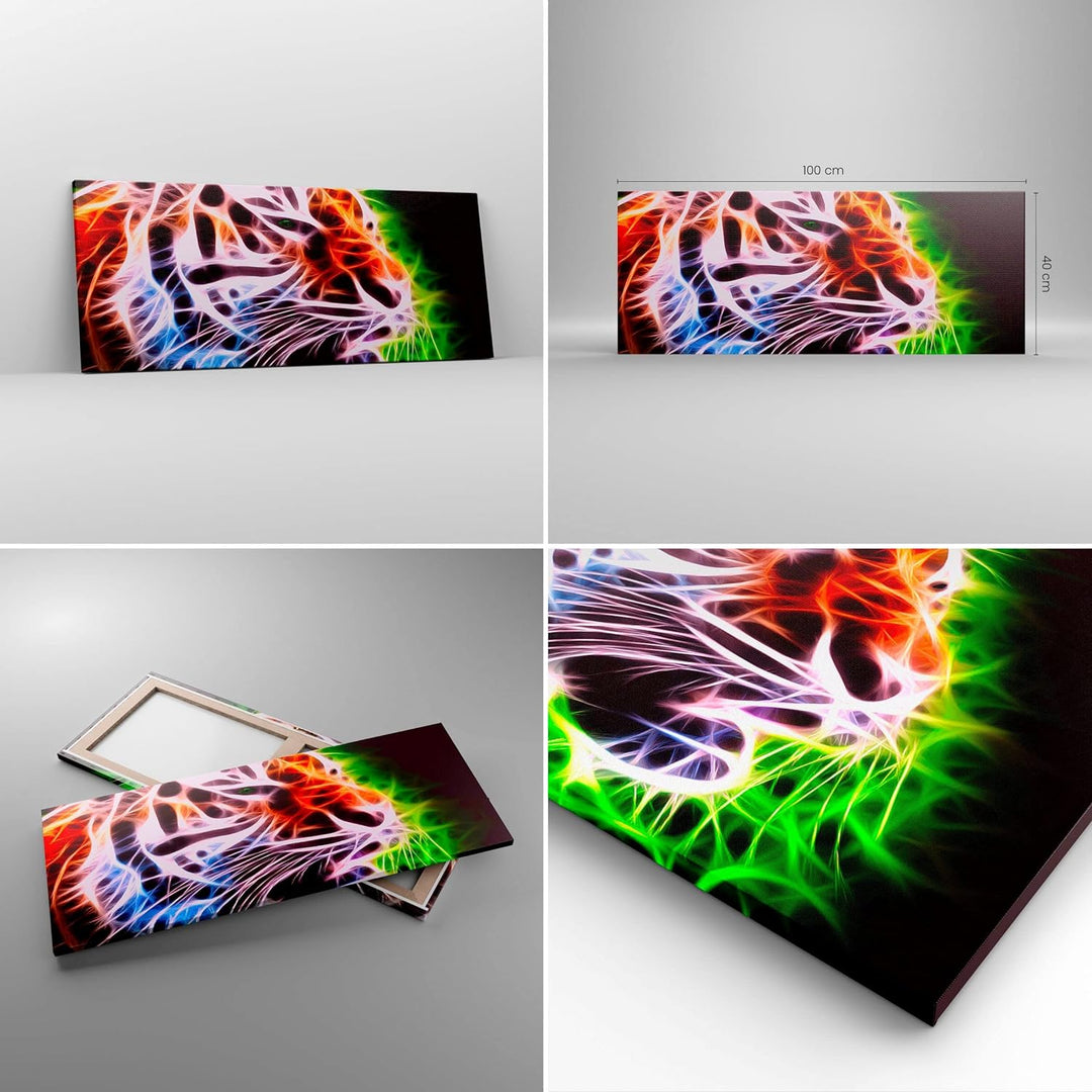 Panorama Bilder auf Leinwand 100x40cm Leinwandbild Afrika aggression tiere tiger Gross Wanddeko Bild