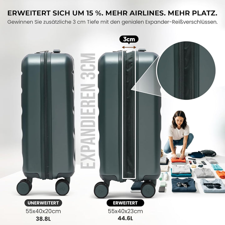 Aerolite Erweiterbar 55x40x20cm auf 55x40x23 cm Lufthansa Eurowings Condor Wizz Air Priorität und me