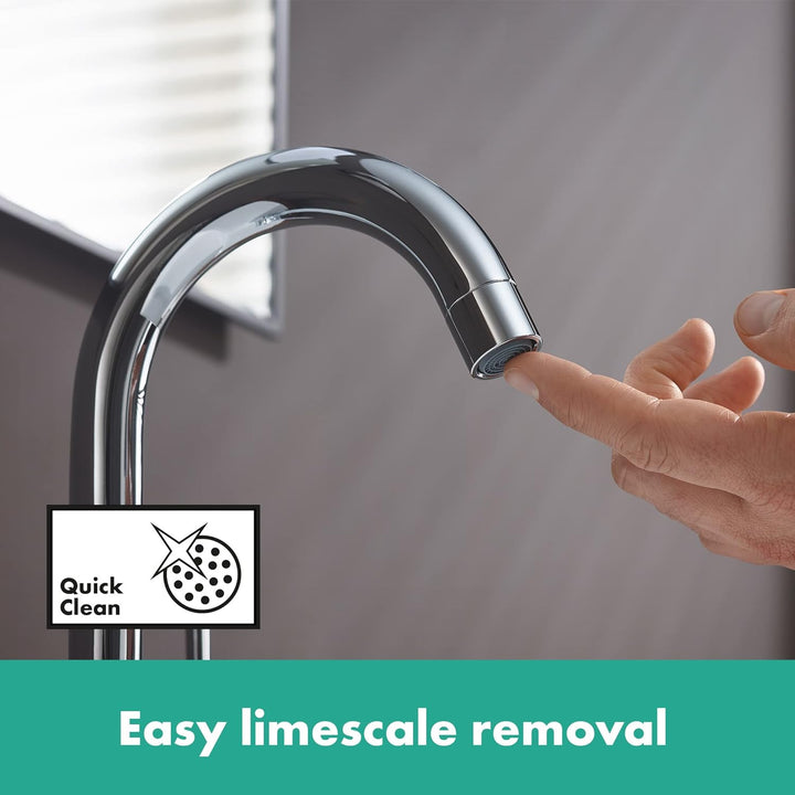 hansgrohe Talis S - Waschtischarmatur mit Zugstangen-Ablauf, 360° schwenkbar, Wasserhahn Bad mit Aus