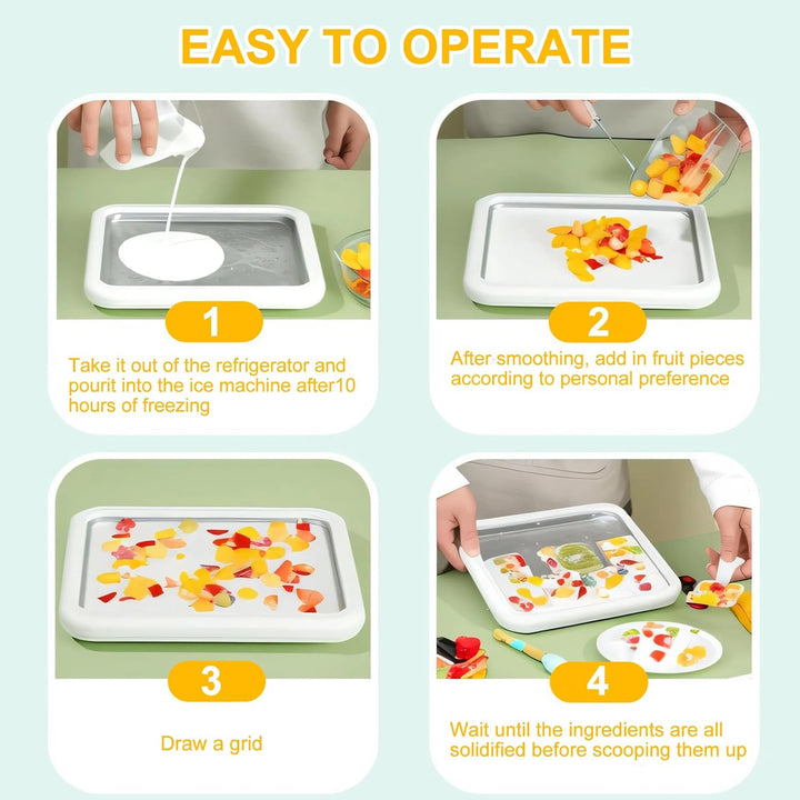 Eisplatte Eis Rolls Maker mit 2 Spateln, DIY Gelato Maschine für Gefrorener Joghurt Sorbet, Eiscreme