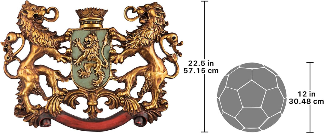 Design Toscano Heraldisches Löwenwappen, Wandfigur Die Pfütze überqueren, Die Pfütze überqueren