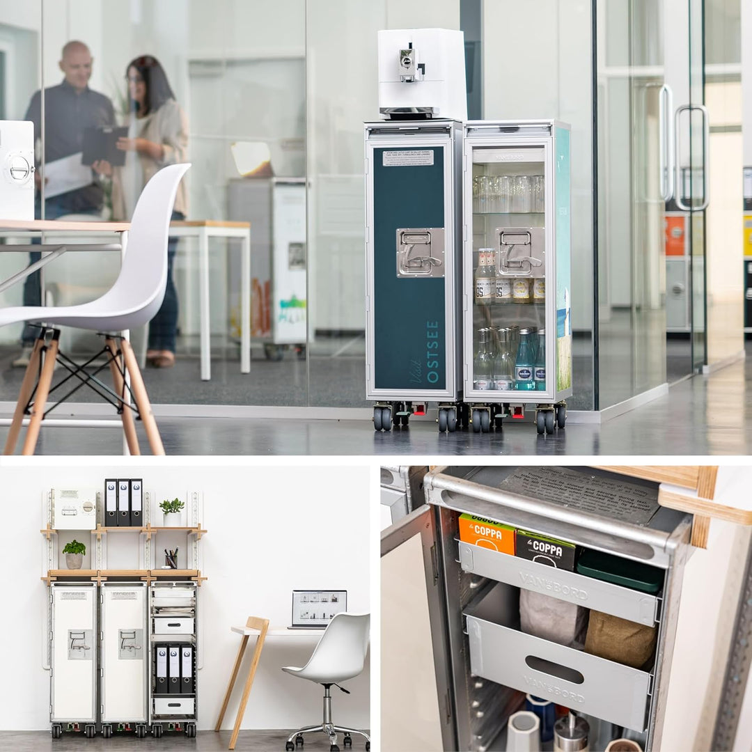 Airline Trolley Henry Rivers, Büroschrank, Aktenschrank klein, Küchenwagen Edelstahl, Norm: Atlas, 1