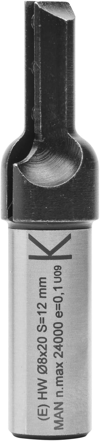 ENT 20080 Wendeplatten - Nutfräser HW, Schaft (S) 12 mm, Durchmesser (D) 8 mm, NL 20 mm, Z1, GL 63 m