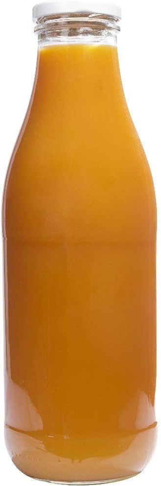 mikken 6x Glasflasche 1 Liter mit 12x PVC freiem Schraubverschluss inkl. Trichter Verschluss: Weiss,