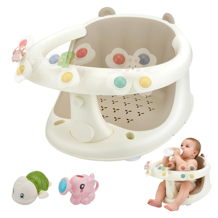 2-in-1-Baby-Badesitz – Spielzeugzentrum, 16 Teile, 4 rutschfeste Saugnäpfe, ergonomisch, 6 m - 20 kg