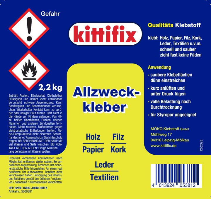 Kittifix Allzweckkleber 2,2 Kg mit Auslaufhahn