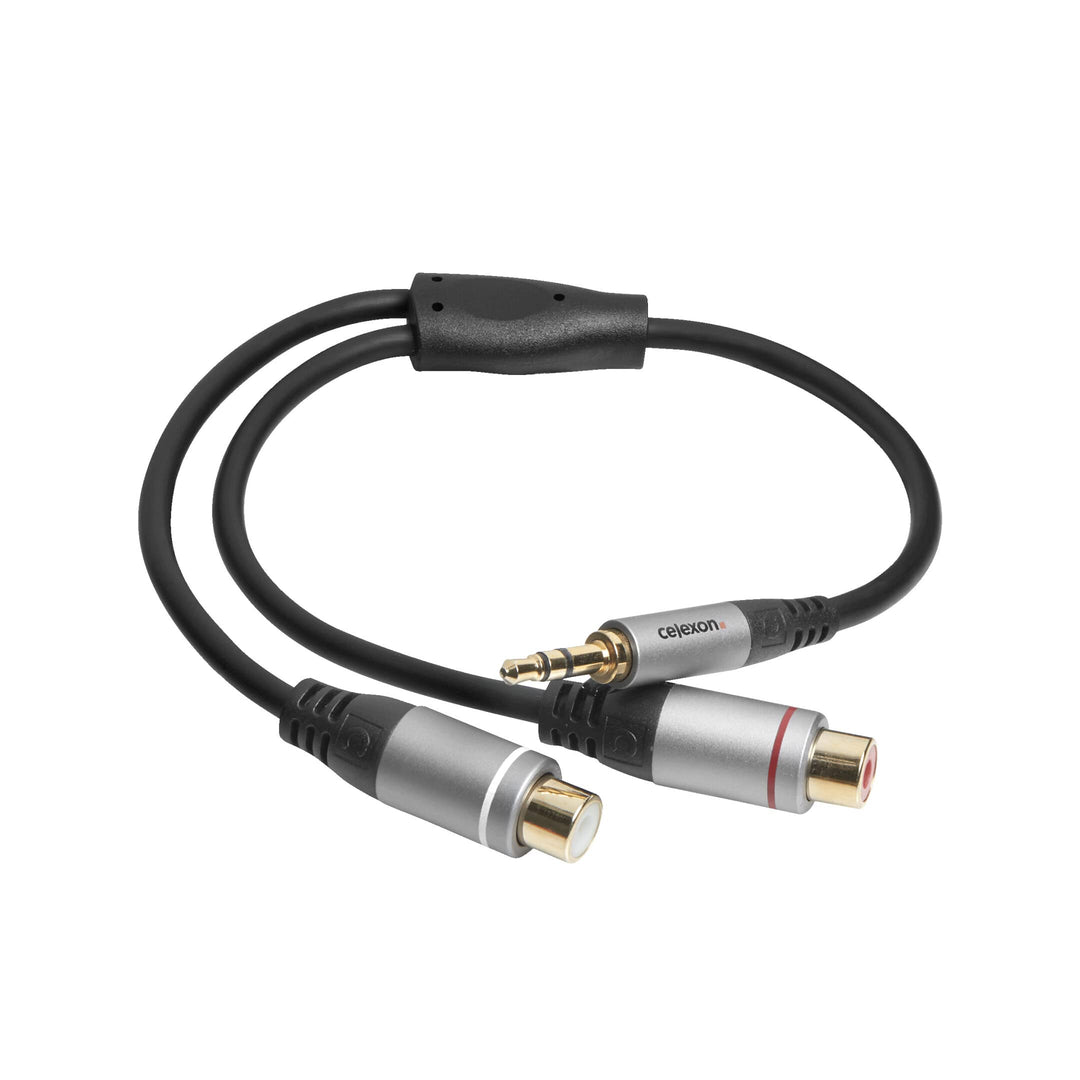 celexon Professional 3,5mm Stereo Klinke auf 2x Cinch M/F Audioadapter - Kupferleiter, 3-fach geschi
