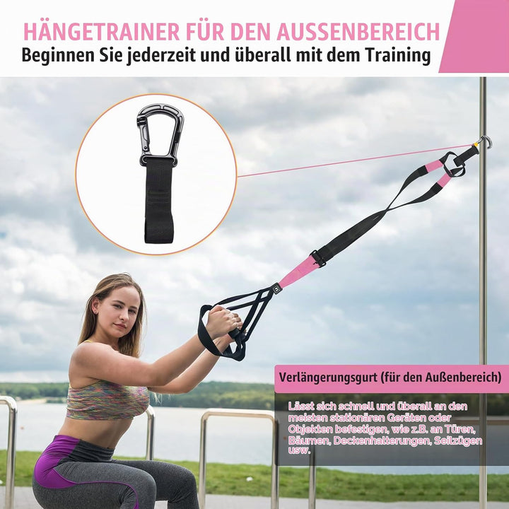 Schlingentrainer für ein Ganzkörpertraining für Home Gym Der Sling trainer wird mit einer eigenen Ne