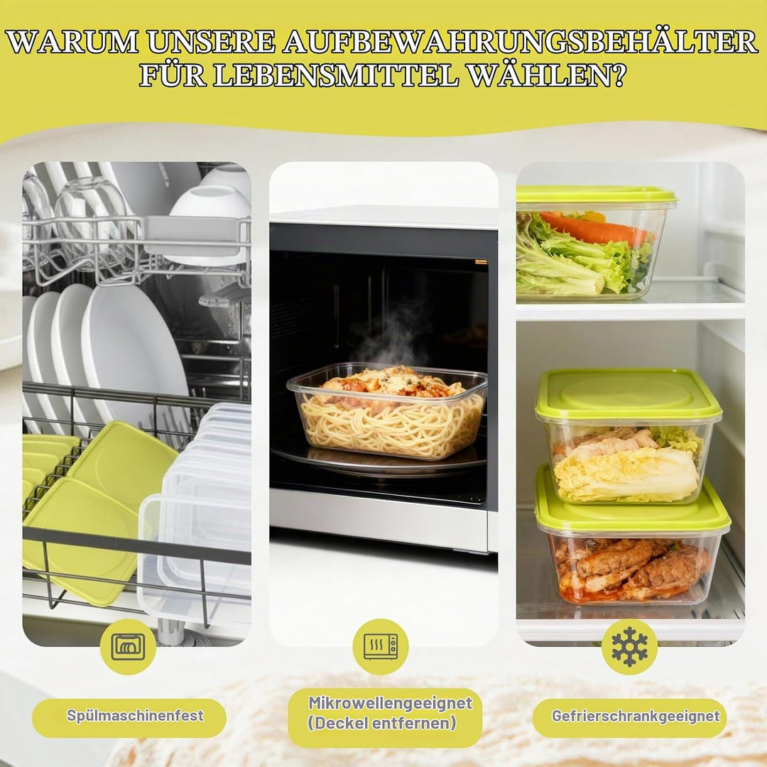 VINATO 10 Stück 1100ml Frischhaltedosen mit Deckel, Wiederverwendbarer Frischhaltedosen-Set für Lebe
