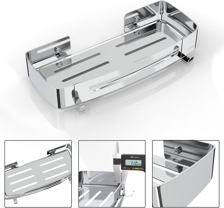 Strength Enemy Duschkorb ohne Bohren, Duschkörbe Selbstklebend, Dusch Organizer mit 2 Haken, Rostfre