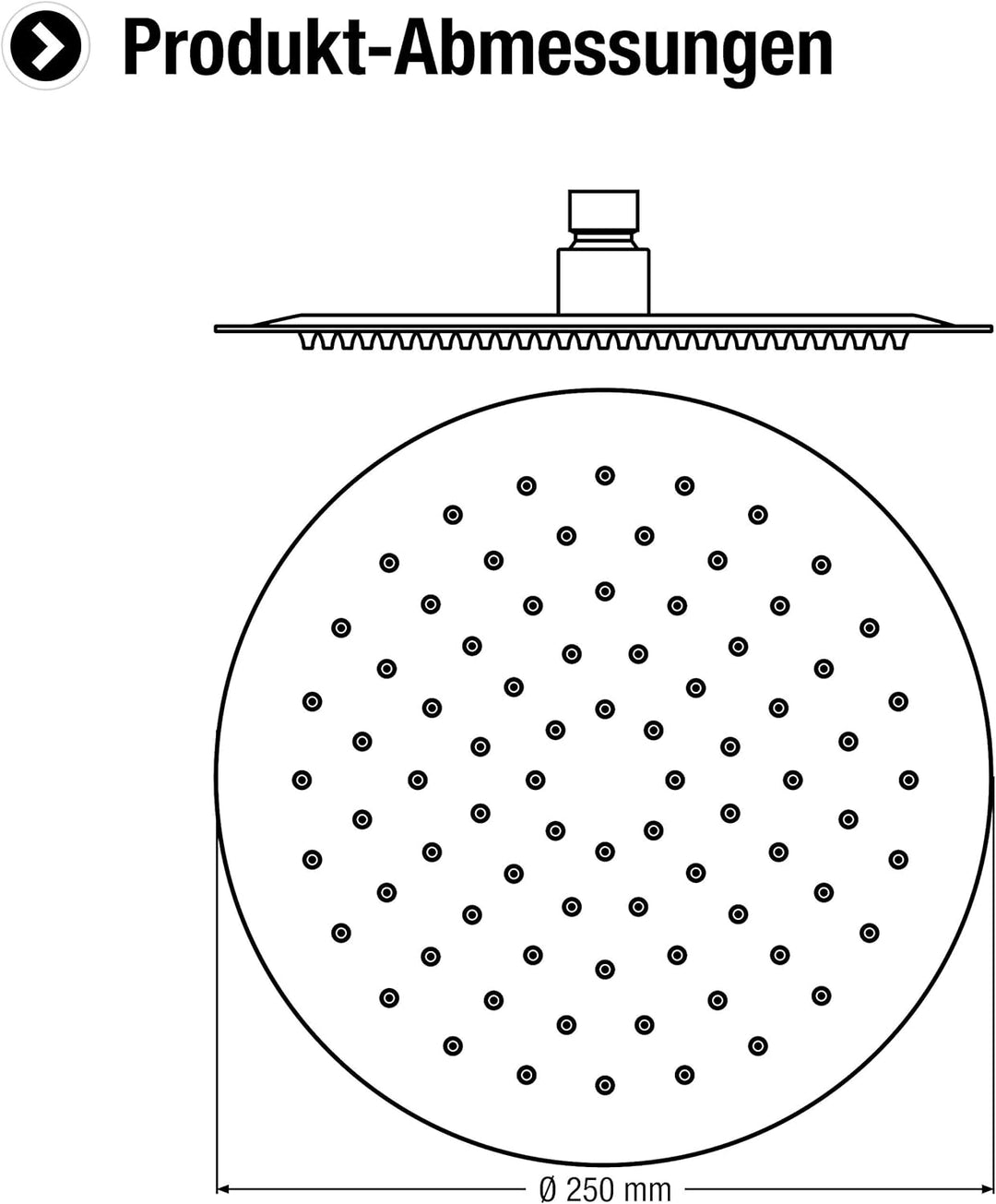 Cornat Kopfbrause "Slim Neo" - 250 mm Kopfdurchmesser - 1 Strahlart - Mit Kugelgelenk & Anti-Kalk-Dü