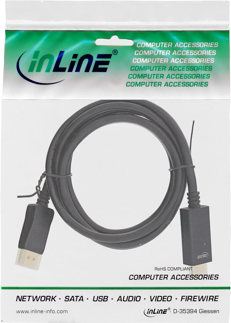 InLine® DisplayPort zu HDMI Konverter Kabel, 4K/60Hz schwarz, 7,5m