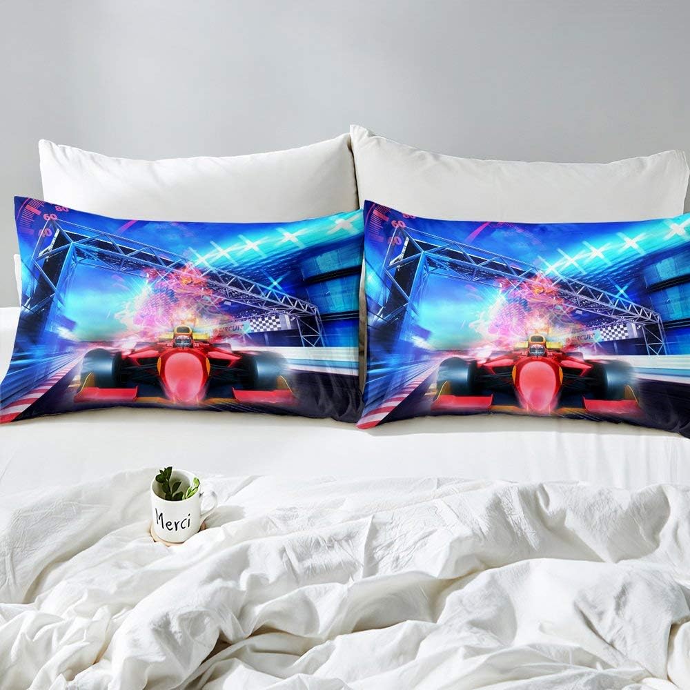 Homewish Rennwagen Trösterbezug Formel Race Bettwäsche Set Extrem Speed Racer Bettbezug für Kinder T