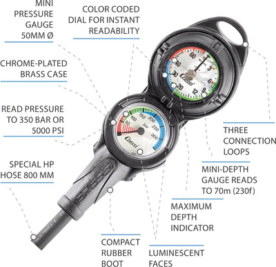 Cressi Professional Tauchkonsole PD2/BAR, PD2/BAR