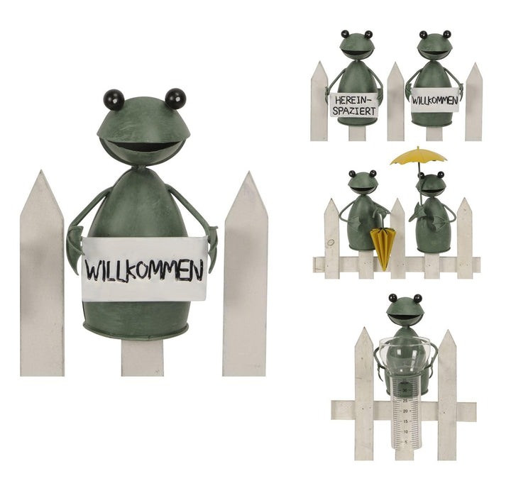 NETPROSHOP Zaunfigur Frosch Zaunhocker Frösche oder Regenmesser Metall Höhe ca. 16-20 cm, Auswahl:Wi