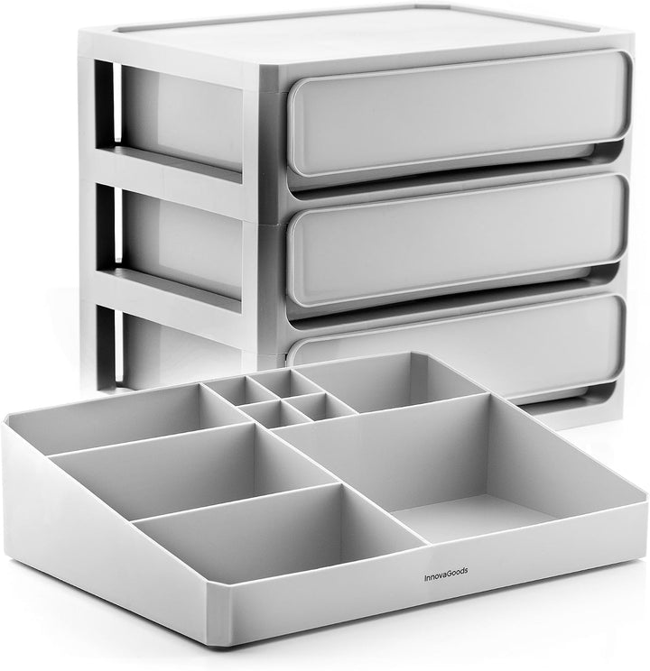 InnovaGoods - Make-up Organizer mit 3 Schubladen und 9 Fächern, Grosse Kapazität, Multifunktional fü