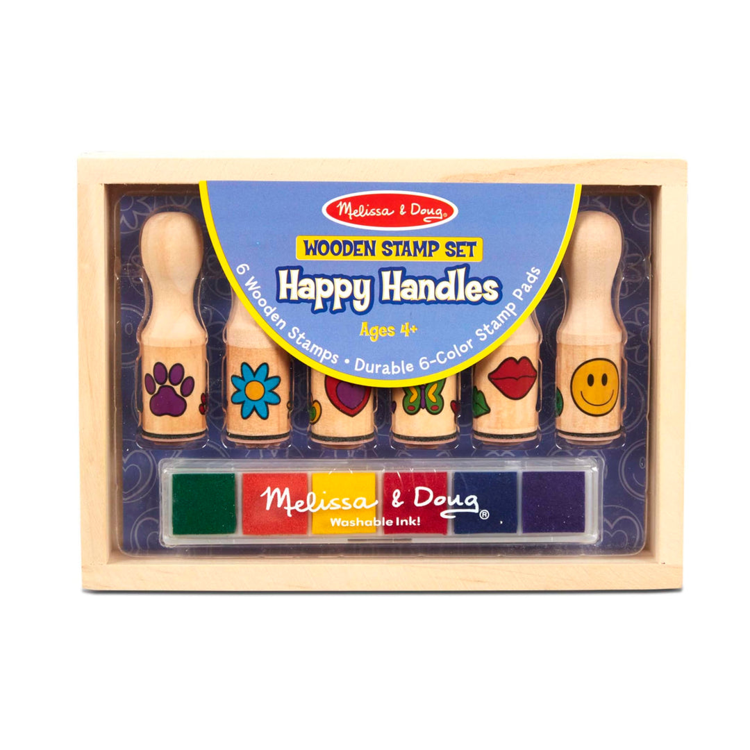Melissa &amp; Doug 12407 Happy Handles Stempelset aus Holz, mit Schablonen, mehrfarbig Happy Handle stam