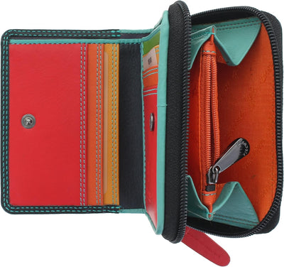 Visconti Rainbow Leder Damen Geldbörse Stil RB53 RFID Blocking, Schwarz/Rhumba, Einheitsgrösse, Schw