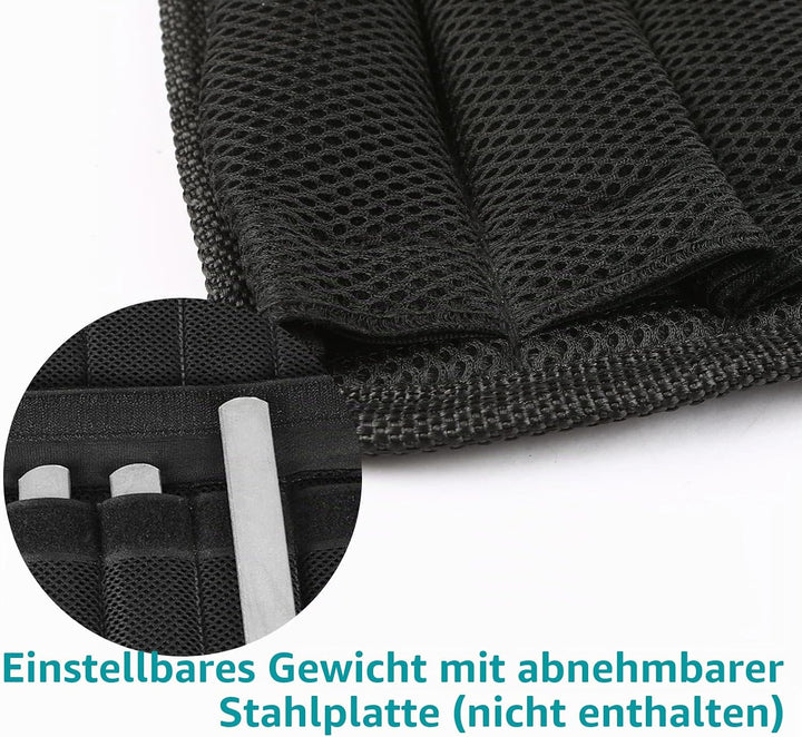 35kg Gewichtsweste mit 6kg Bein- und 5kg Armgewichten, Verstellbare Trainingweste mit 32 Taschen, Me