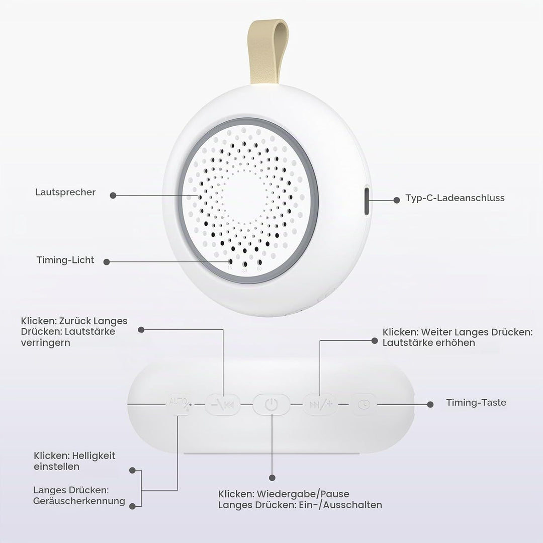 White Noise Machine Baby, Enschlafhilfe babys mit 24 Beruhigende Klänge &amp; 3 Helligkeit Warmweisse Na