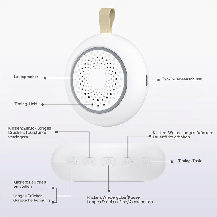 White Noise Machine Baby, Enschlafhilfe babys mit 24 Beruhigende Klänge &amp; 3 Helligkeit Warmweisse Na