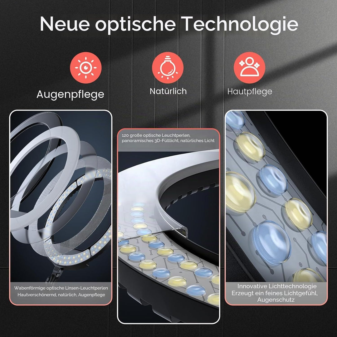 EOTO LIGHT 48,3 cm LED-Ringlicht mit Stativ, Touch-Panel für Make-up-Studio, Porträt, YouTube, Vlog,
