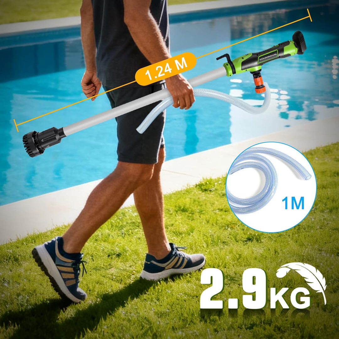 Akku Regenfasspumpe Wasserpumpe mit 2xAkkus, Kabellose Stab-Wasserpumpe, Max. Förderleistung 3000 L/