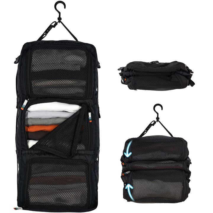 TRAVEL DUDE Hanging Packing Cube mit Kompression aus recycelten Plastikflaschen | Hängende Packwürfe