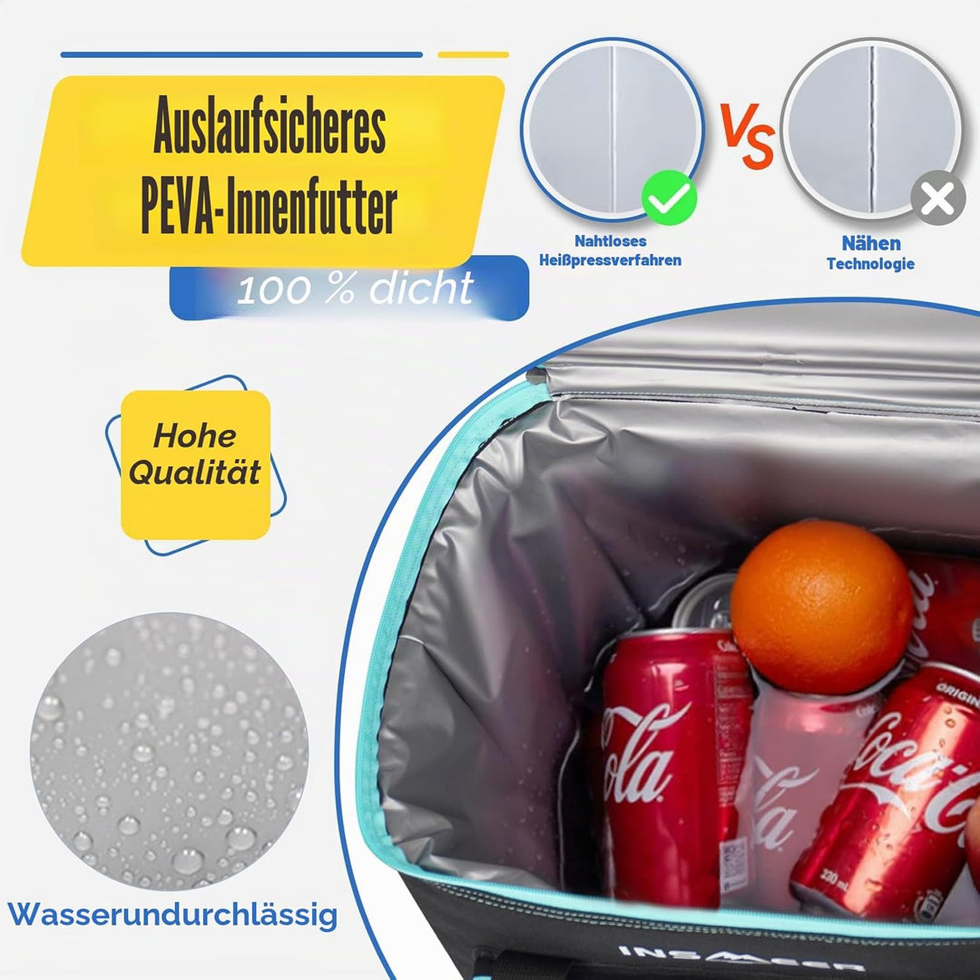 INSMEER Kühltasche 40L/60 Dosen Kühltaschen Grosse, Weiche Kühltasche Faltbar/Auslaufsicher, mit Fla