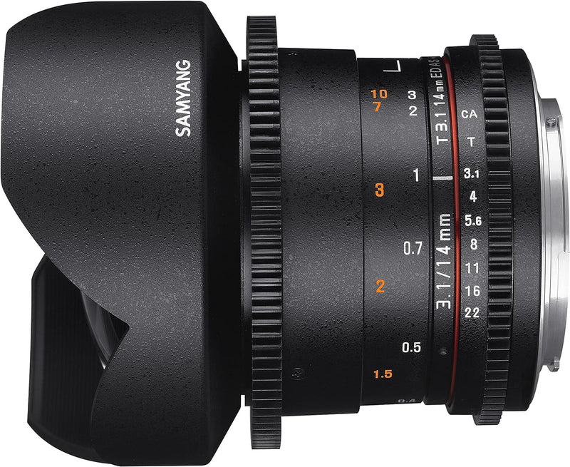 Samyang 14/3,1 Objektiv Video DSLR II Sony E manueller Fokus Videoobjektiv 0,8 Zahnkranz Gear, Weitw