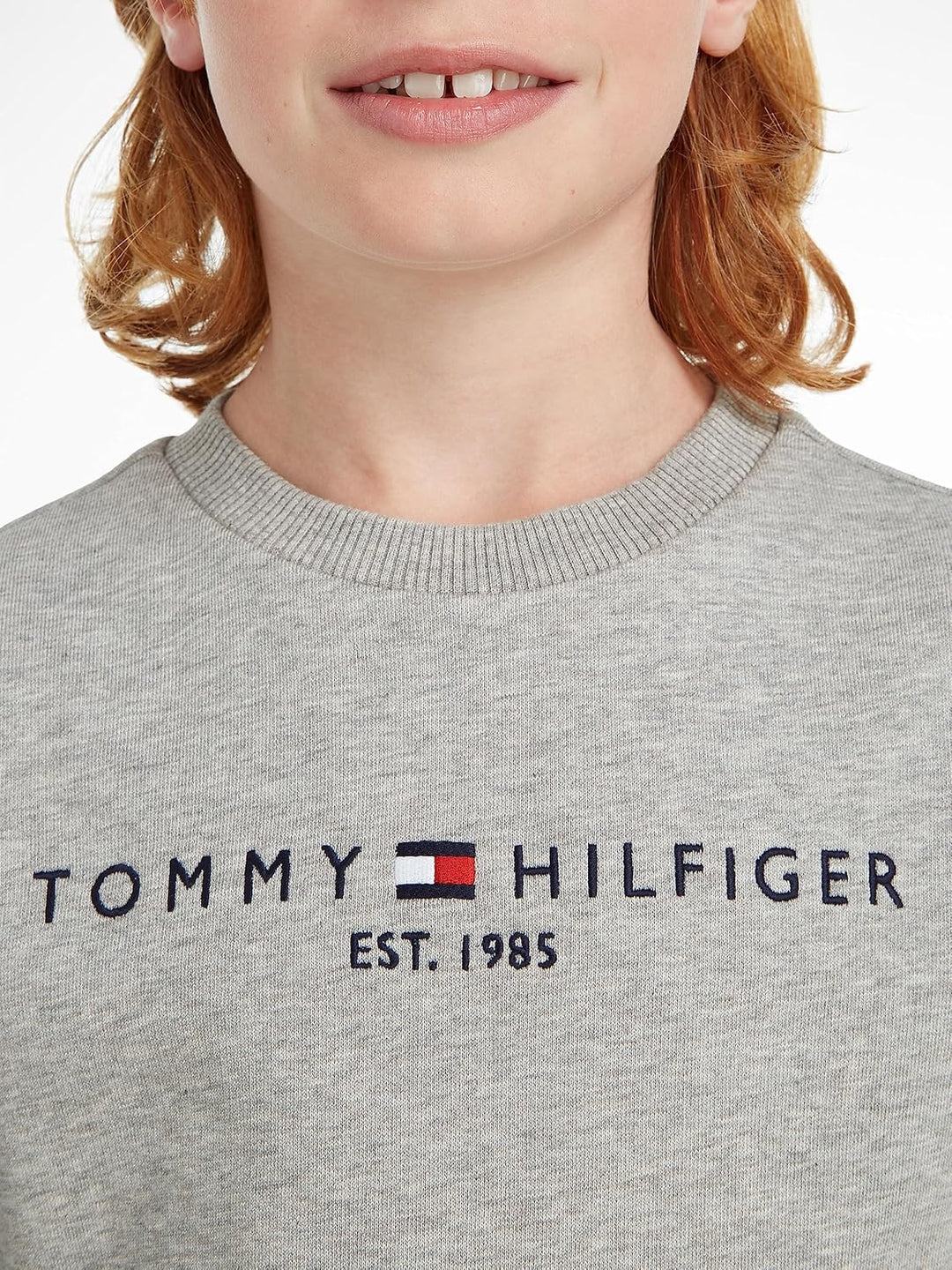 Tommy Hilfiger Kinder Unisex Sweatshirt Essential Sweatshirt ohne Kapuze, Grau (Light Grey Heather)