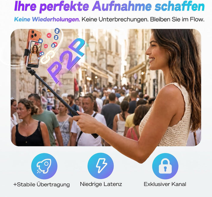 SYNCO XView Handy Selfie Monitor für iPhone 7-17 &amp; Android (Rosa) | 50m Kabellos, 3H Akku, 1080p Unt